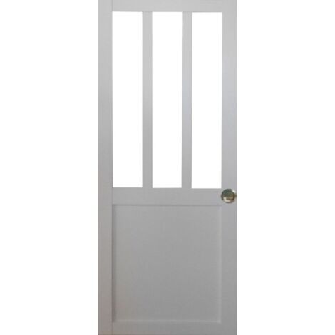 Porte Coulissante Atelier Blanc H204 X L83 Et 2 Coquilles