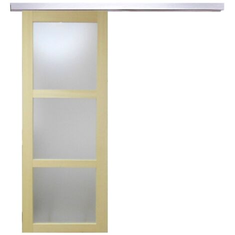 Porte Coulissante Bois Ayous Vitrée H204 X L93 + Rail Alu (1/5)