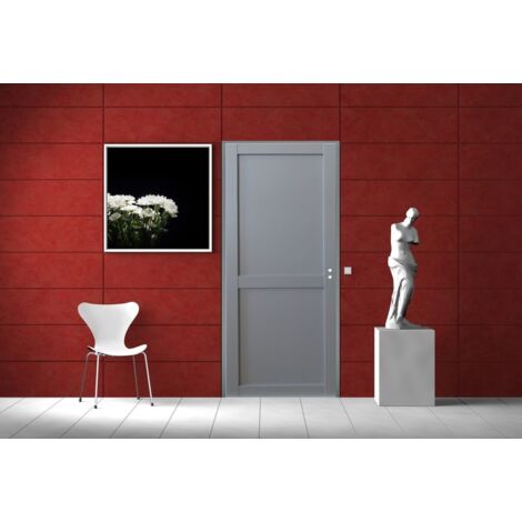 Bloc Porte Athena Ral7035 2 Panneaux H204 X L73 Poussant Gauche Côtes Tableau