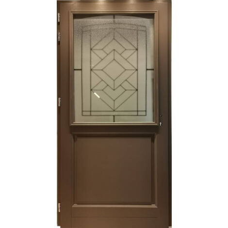 Porte de service Bois meranti Pivoine H.200 x l.90 cm 1/3 vitrée , pous Porte de service Bois meranti Pivoine H.200 x l.90 cm 1/3 vitrée , pous