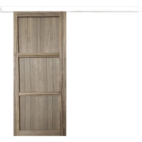 Porte Coulissante Frake 3 Panneaux H204 X L83 + Rail Bandeau Blanc (1/5)