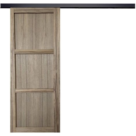 Porte Coulissante Frake 3 Panneaux H204 X L83 + Rail Bandeau Noir (1/5)