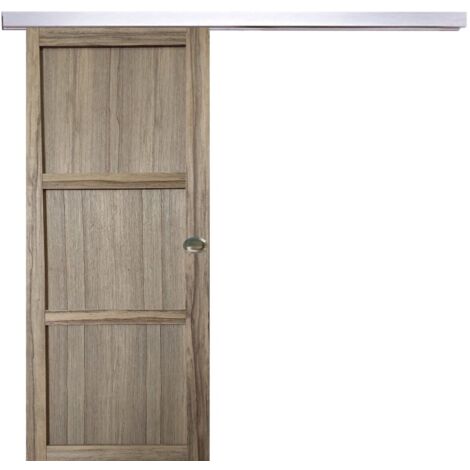 Porte Coulissante Frake 3 Panneaux H204 X L83 + Rail Alu Et 2 Coquilles (1/5)