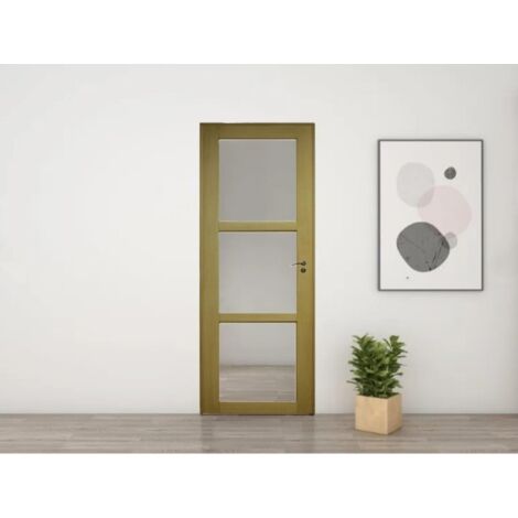Bloc Porte Ayous Vitrage Transparent H204 X L83 Poussant Gauche Côtes Tableau