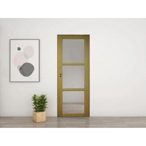 Bloc Porte Ayous Vitrage Transparent H204 X L83 Poussant Droite Côtes Tableau