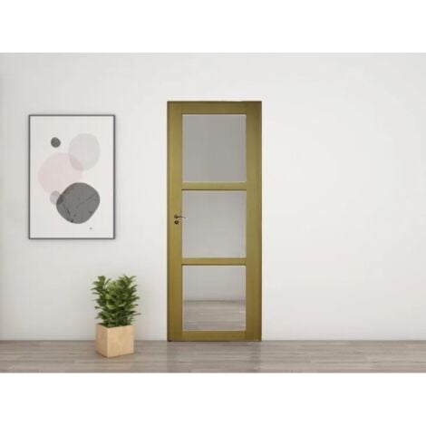 Bloc Porte Ayous Vitrage Transparent H204 X L73 Poussant Droite Côtes Tableau