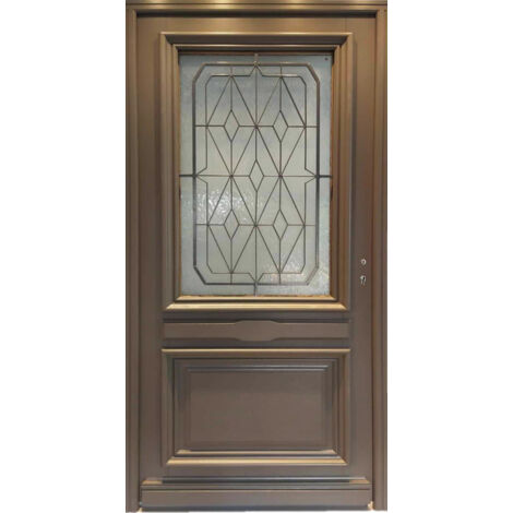Porte D'entrée Bois Vitrée Camille Gris Quartz, H215 X L90 Cm Côte Tableau P. Gauche Gd Menuiseries (1/5)