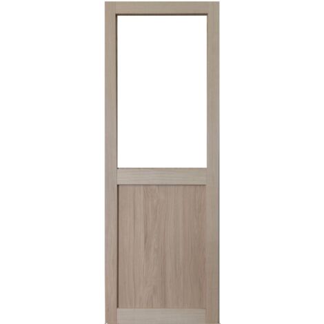 Porte Coulissante Atelier Placage Chêne Vitrée H204 X L73 (1/4)