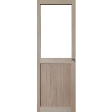 Porte Coulissante Atelier placage chene Vitree H204 x L73 et 2 Coquilles (1/3)