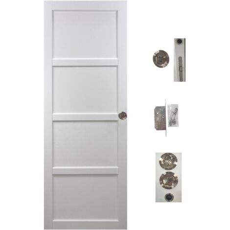 Porte Coulissante Tamera Blanc 4 Panneaux H204 X L83 + Serrure a Condamnation (1/4)