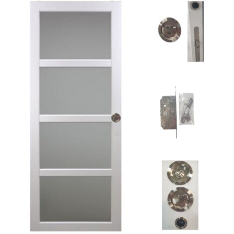 Porte Coulissante Tana blanc Vitree H204 x L93 + serrure a condamnation (1/4)