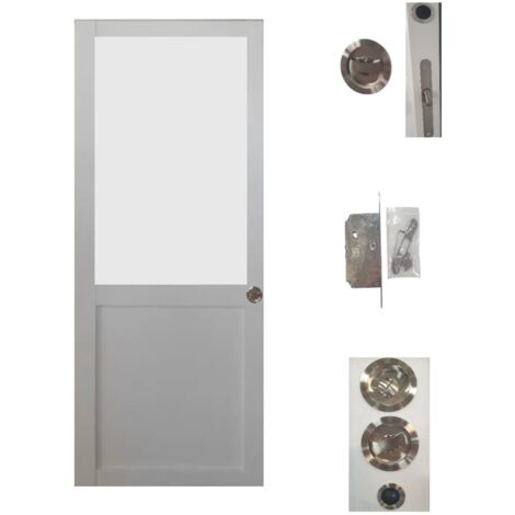 Porte Coulissante Athena Blanc H204 X L73 + Serrure a Condamnation (1/4)
