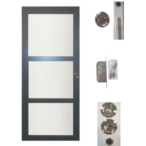 Porte Coulissante Blakeria RAL7016 Vitree H204 x L93 + serrure a condamnation