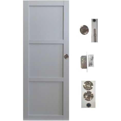 Porte Coulissante Greyria Gris Clair 3 Panneaux RAL7035 H204 x L73 + serrure a condamnation (1/4)