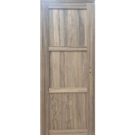 Bloc Porte Bois Frake 3 Panneaux H204 X L83 Cm Côte Tableau P.gauche Gd Menuiseries (1/5)