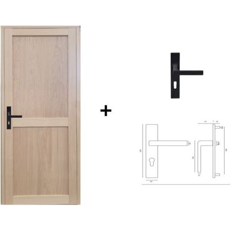 Bloc Porte Atelier 2 Panneaux chene H204 x L73 Poussant Droite Cotes Tableau + Poignee (1/5)