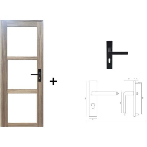 Bloc Porte Bois Frake Vitrage Transparent H204 X L73 Cm Côte Tableau P.gauche, Poignee Gd Menuiseries (1/5)