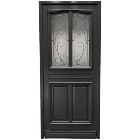 Porte d'entree Bois vitree, Mathilde RAL 7016, H,215xl,90 p,droit Cotes Tableau