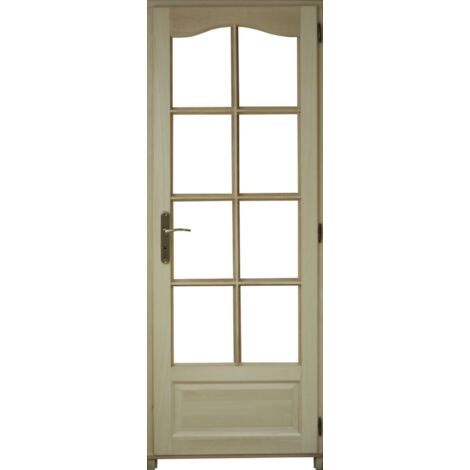 Bloc Porte Paulownia traverse CG à vitrer H204 x L73 Poussant gauche cotes tableau (1/2)