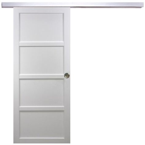 Porte Coulissante Tamera Blanc 4 Panneaux H204 X L63 + Rail Alu Et 2 Coquilles (1/5)