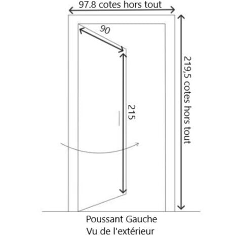 Porte D&39Entrée Bois Vitrée, Elma, H,215Xl,90 P,Gauche Cote Tableau