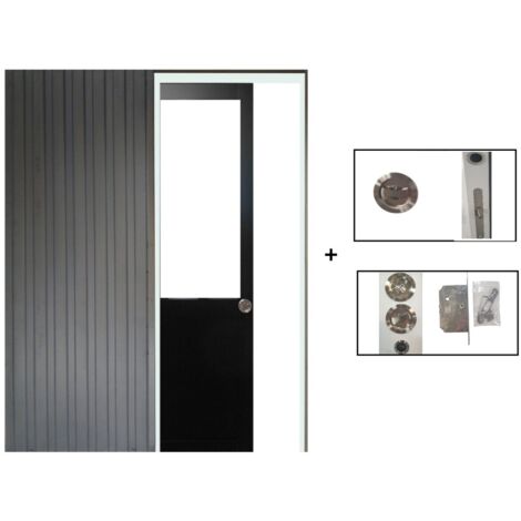 Porte Coulissante Atelier Noir H204 x L73 sans meneau + Système à Galandage (sans kit finition) (1/5)