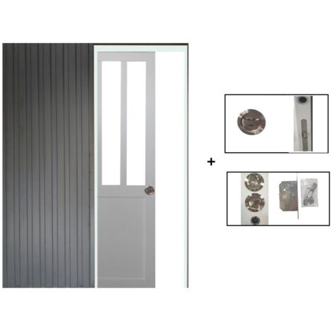 Porte Coulissante Atelier Blanc H204 x L83 + Système à Galandage (sans kit finition) (1/5)