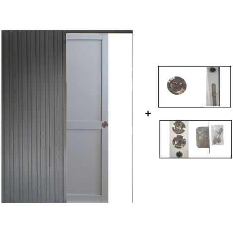 Porte Coulissante Athena RAL7035 2 Panneaux H204 x L73 + Système à Galandage (sans kit finition) (1/5)