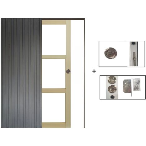Porte Coulissante bois Ayous Vitrage transparent H204 x L73 + Systeme a Galandage (1/5)