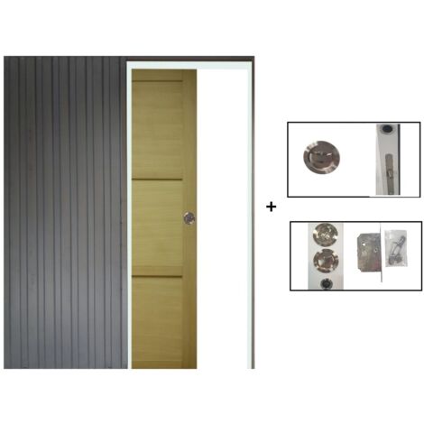 Porte Coulissante bois Ayous 3 Panneaux H204 x L93 + Système à Galandage (sans kit finition) (1/5)