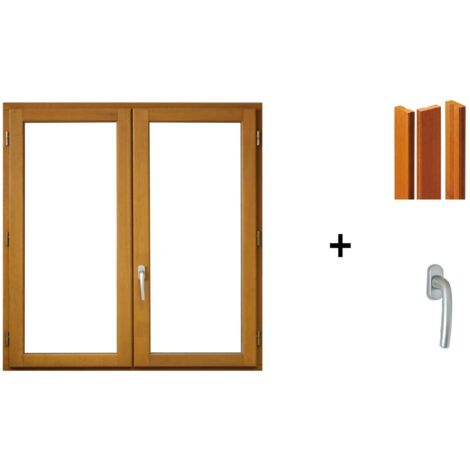 fenetre Bois 2 Vantaux H175 x L110 + tapées iso 100 (2 de 1,9m et 1 de 2,28m) + poignée (1/5)
