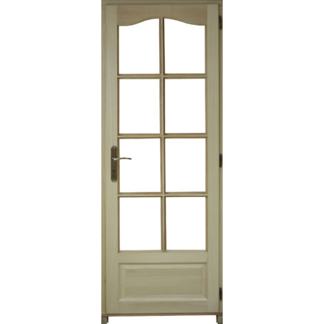 Gd Menuiseries – Bloc porte en paulownia 8 vitrages – Ouverture poussant droit – Dimensions H204 x L83 cm – Pour espaces intérieurs (1/2)