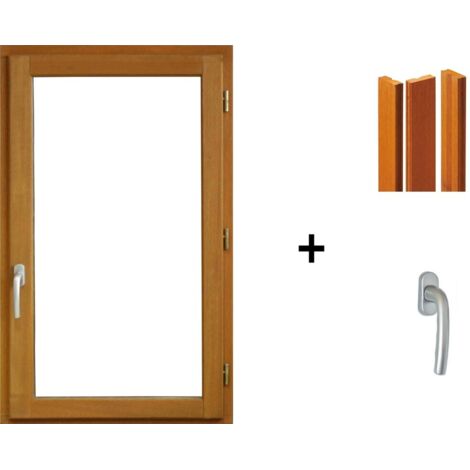 fenetre Bois 1 Vantail H95 x L60 Tirant Droit + tapées iso 120 (2 de 1,9m) + poignée