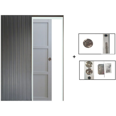 Porte Coulissante Greyria Gris Clair 3 Panneaux RAL7035 H204 x L73 + Systeme a Galandage (1/5)