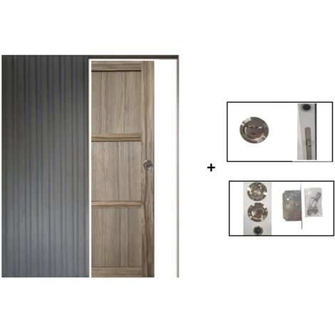 Porte Coulissante Bois Frake 3 Panneaux H204 X L73 Cm, Galandage Gd Menuiseries (1/5)