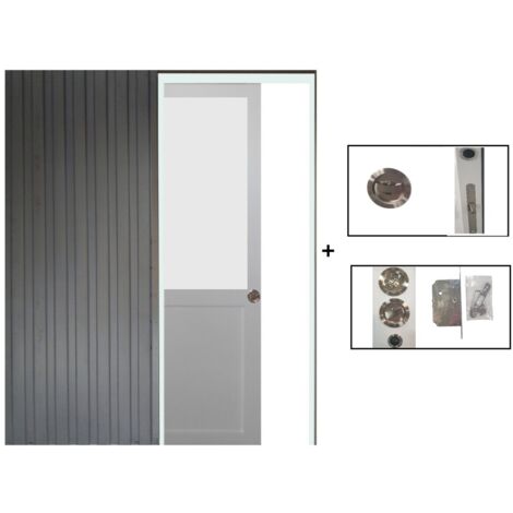 Porte Coulissante Athena blanc H204 x L73 + Système à Galandage (sans kit finition) (1/5)