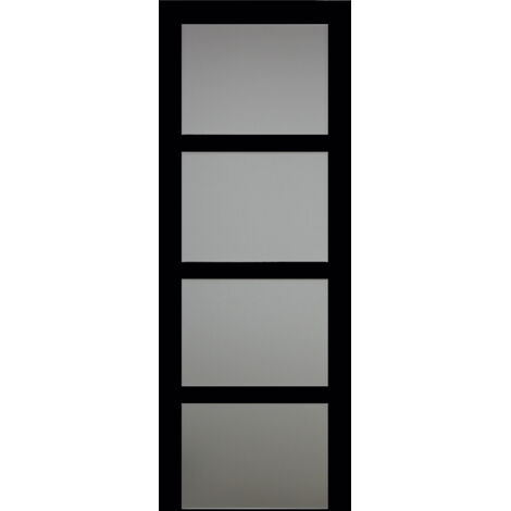 Gdmenuiseries – Porte coulissante vitrée noire 204 x 73 cm – MDF enrobé – 4 mm sécurité – 40 mm d'épaisseur – Rainurage pour guidage