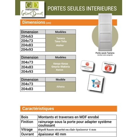 Porte Coulissante Atelier Noir H204 X L73