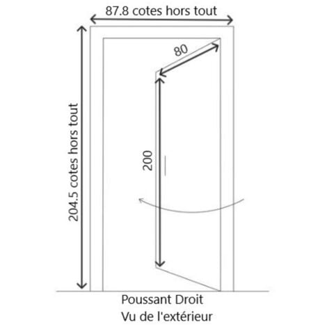 Porte D'Entrée Bois Vitrée, Marine, H,200Xl,80  P,Gauche Côtes Tableau