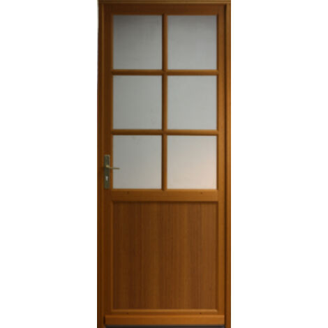 [jamais Utilise] Porte De Service En Bois Vitrée Naxos 215x90 Poussant Droit Cotes Tableau Gd Menuiseries (1/3)
