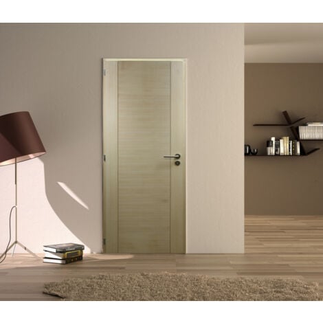 Bloc Porte Paulownia H204 x L73 Poussant Droite Cotes Tableau + Poignée