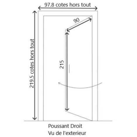 porte D&39entrée Bois Vitrée, Ferji, H,215xl,90 P, Droit &43 Poignée Et Barillet (ref 010403fp) Cote Tableau Gd Menuiseries