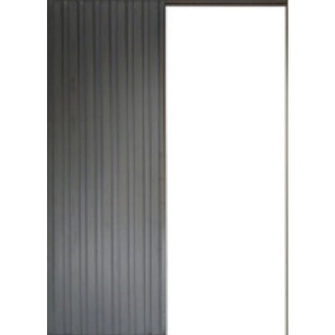Porte Coulissante Telia Noir Vitrée H204 X L83 + Systeme Galandage Et Kit De Finition Inclus