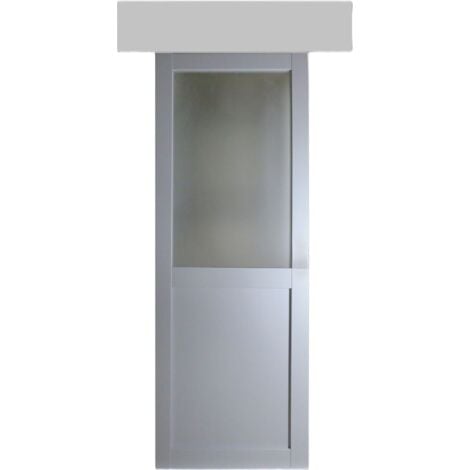 Porte Coulissante Athena RAL7035 Vitree H204 x L73 + Rail Alu