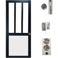 Porte Coulissante Atelier noir et panneau blanc Vitree H204 x L73 + serrure à condamnation