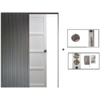 Porte Coulissante Tamera blanc 4 panneaux H204 x L63 + Système à Galandage (sans kit finition)