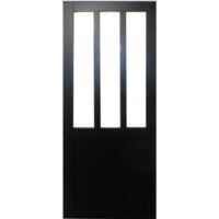 Gd Menuiseries – Porte coulissante atelier noir H204 x L73 cm – Pour espaces intérieurs – Finition moderne – Verre dépoli