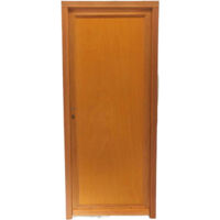 Gd Menuiseries – Porte de service bois pleine Armagos H200 x L80 cm – Sens d'ouverture à droite – Design pleine hauteur pour intimité – Sécurité optimale