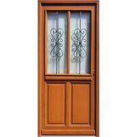 Gd Menuiseries – Porte d'entrée bois vitrée Syrah 215 x 90 cm – Ouverture à gauche – Cadre en bois massif pour durabilité – Élégance et luminosité