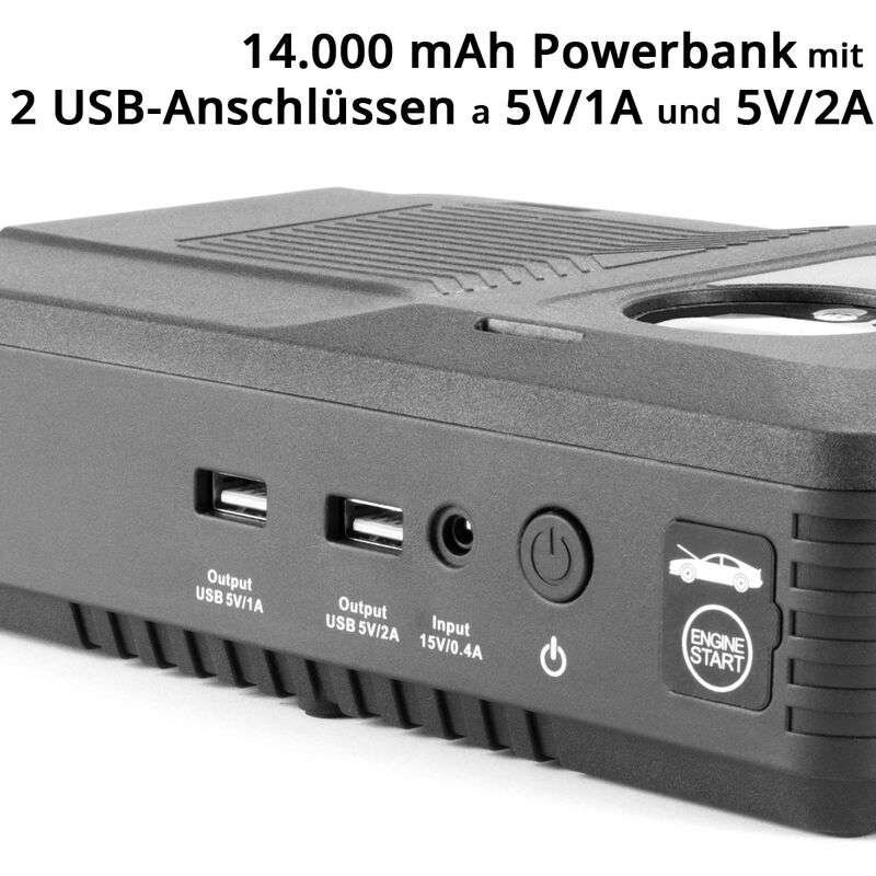 STAHLWERK Powerbank Booster de démarrage pour voiture avec compresseur LED  et chargeur USB